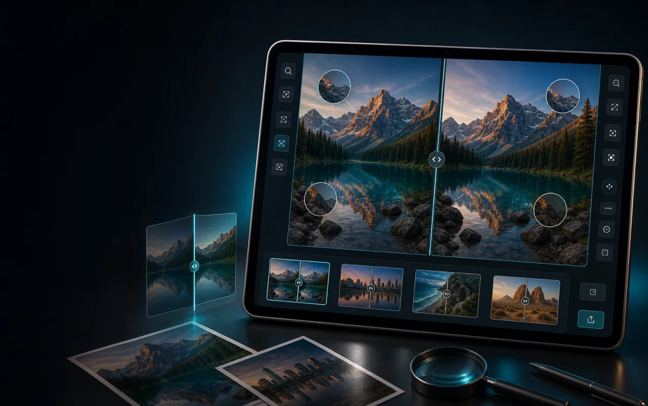 GridFlow compare workspace on a tablet